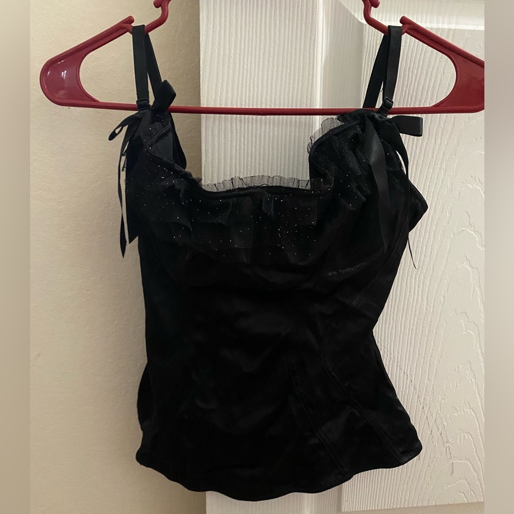 Frederick’s of Hollywood Black pink sparkles Corset. Size 36